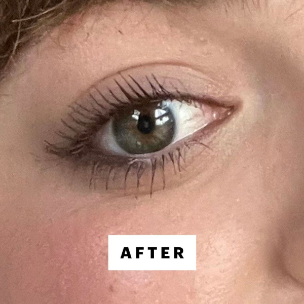 Hoffmann after applying Tarte Tartelette Tubing Mascara in Brown